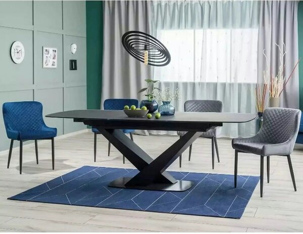 Scaun de dining COLIN B, gri/negru, stofa catifelata/metal, 52x45x82 c