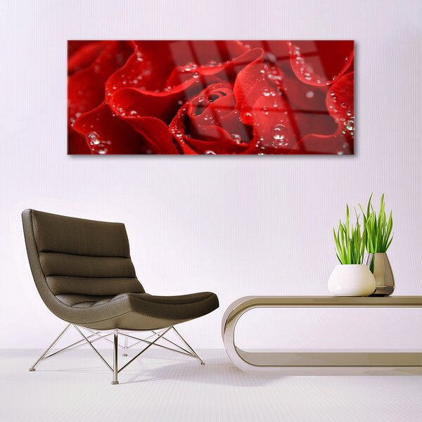 Tablou pe sticla Rose Floral Orange
