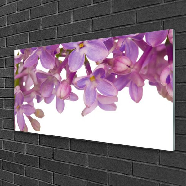 Tablou pe sticla Flori roz Floral