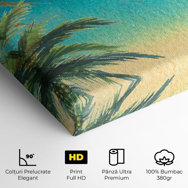 Tablou Canvas, 40x80cm, Dormitor si Living, Peisaje, Plaje, Coconut Palms Paint