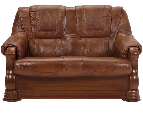 Canapea PARMA, maro, piele naturala/lemn/placaj, 145x96x95 cm