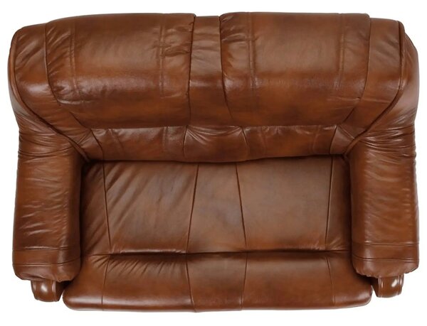 Canapea PARMA, maro, piele naturala/lemn/placaj, 145x96x95 cm