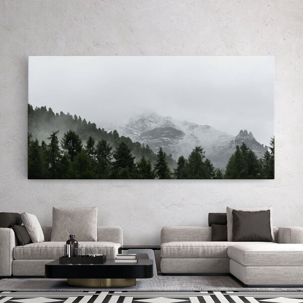 Tablou Canvas, 40x80cm, Dormitor si Living, Peisaje, Paduri, Foggy Mountain Forest