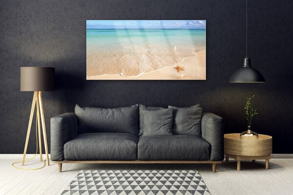 Tablou pe sticla Sea Beach Peisaj Starfish Albastru Maro