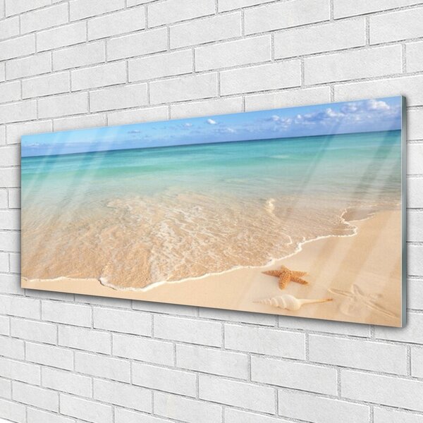 Tablou pe sticla Sea Beach Peisaj Starfish Albastru Maro