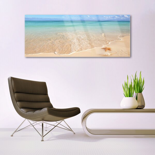 Tablou pe sticla Sea Beach Peisaj Starfish Albastru Maro