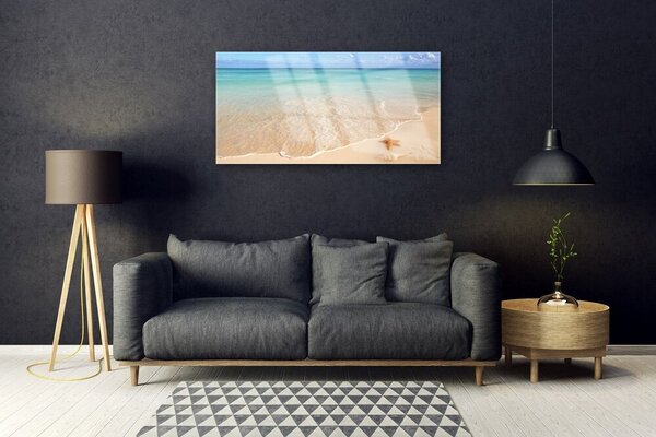Tablou pe sticla Sea Beach Peisaj Starfish Albastru Maro