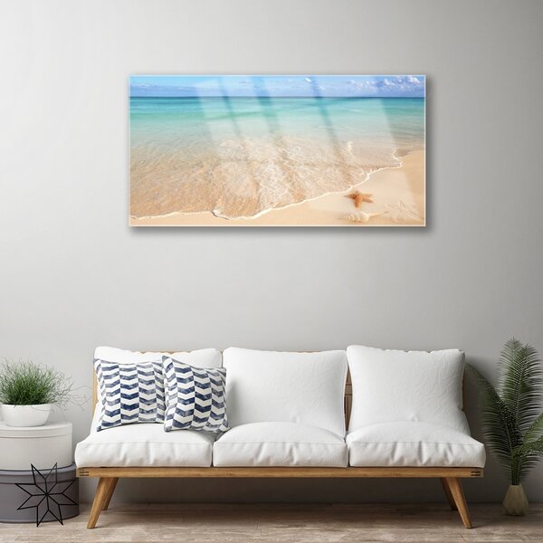 Tablou pe sticla Sea Beach Peisaj Starfish Albastru Maro