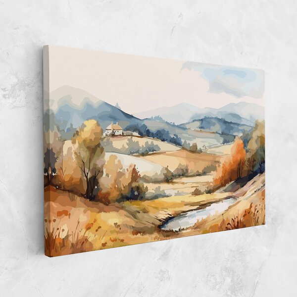 Tablou Canvas, 20x30cm, Dormitor si Living, Peisaje, Toamna, Blue Orange Autumn