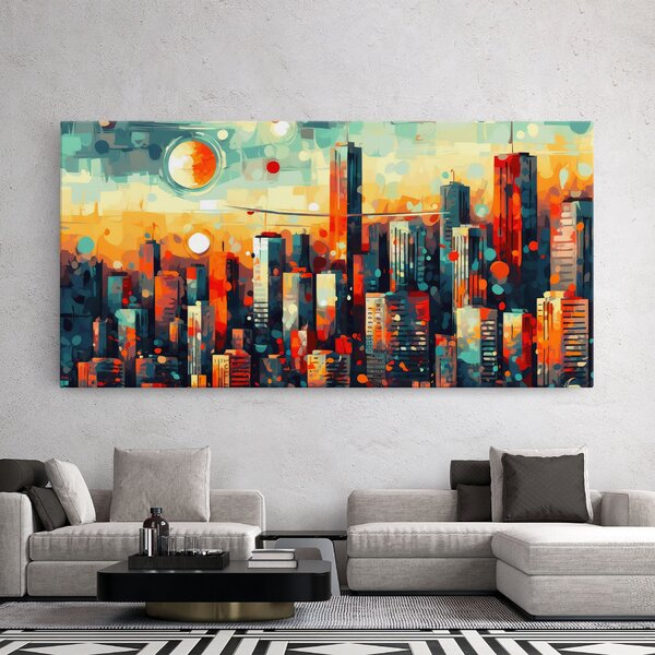 Tablou Canvas, 40x80cm, Dormitor si Living, Peisaje, Urbane, Colorful City Painting