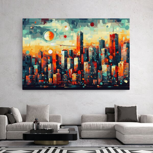 Tablou Canvas, 20x30cm, Dormitor si Living, Peisaje, Urbane, Colorful City Painting