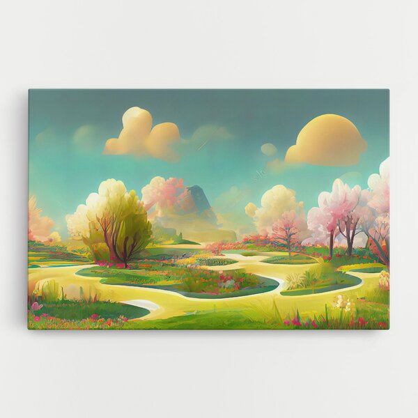 Tablou Canvas, 20x30cm, Dormitor si Living, Peisaje, Vara, Cartoon Spring