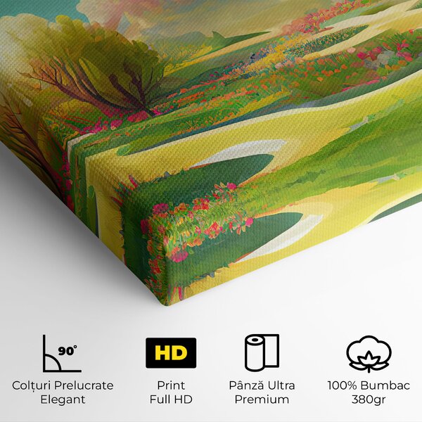 Tablou Canvas, 20x30cm, Dormitor si Living, Peisaje, Vara, Cartoon Spring