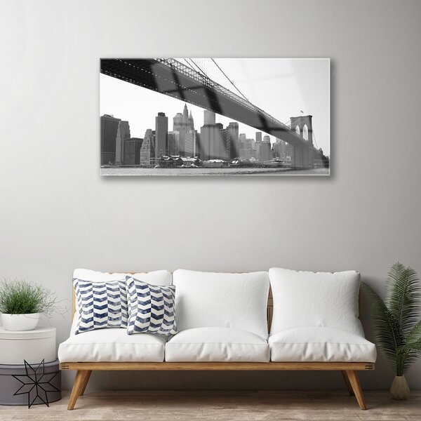 Tablouri acrilice Bridge City Arhitectura Gri Negru