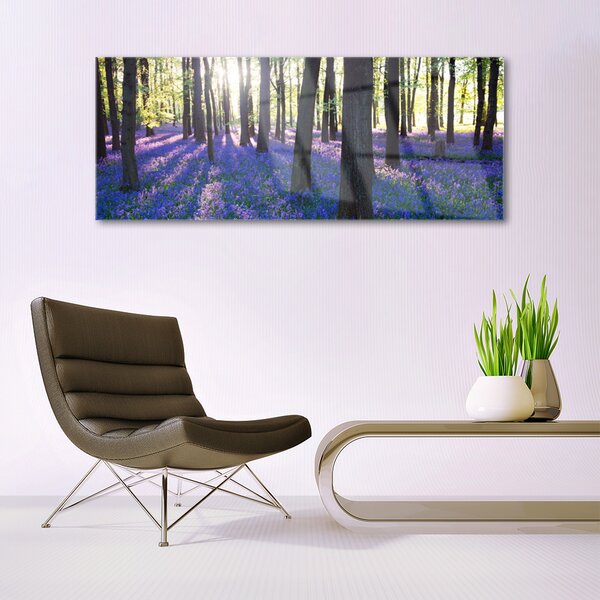 Tablou pe sticla Pădure Natura Brown Violet