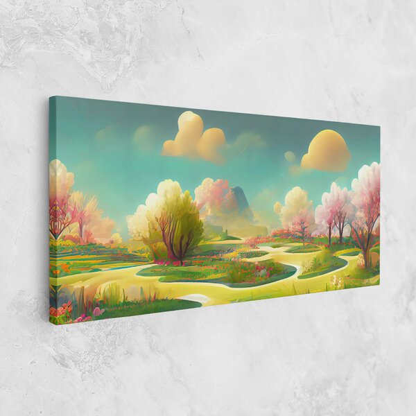 Tablou Canvas, 40x80cm, Dormitor si Living, Peisaje, Vara, Cartoon Spring