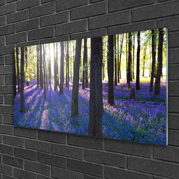 Tablou pe sticla Pădure Natura Brown Violet
