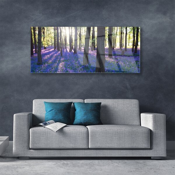 Tablou pe sticla Pădure Natura Brown Violet