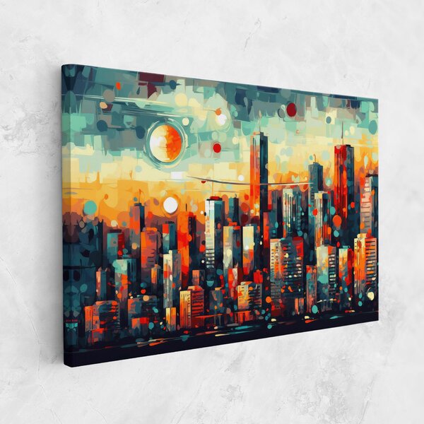 Tablou Canvas, 20x30cm, Dormitor si Living, Peisaje, Urbane, Colorful City Painting