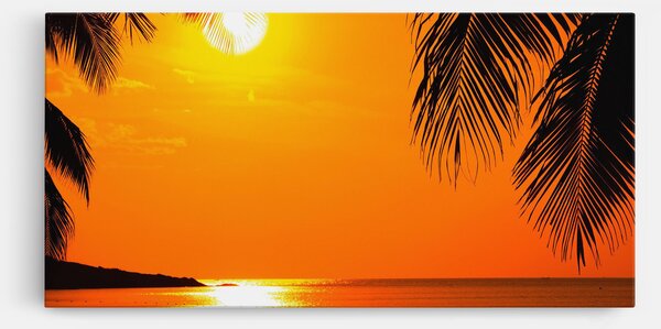 Tablou Canvas, 40x80cm, Dormitor si Living, Peisaje, Vara, Tropical Beach Sunset