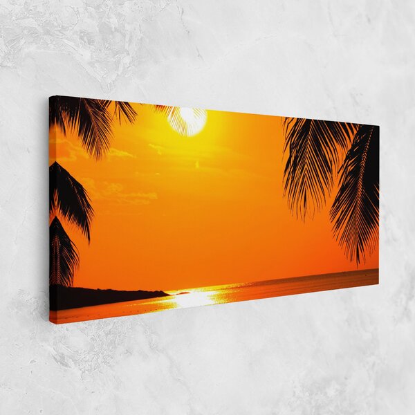 Tablou Canvas, 40x80cm, Dormitor si Living, Peisaje, Vara, Tropical Beach Sunset