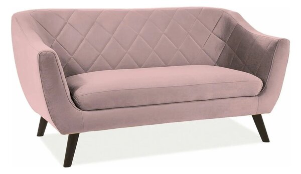 Canapea MOLLY, roz antic - Bluvel 52, stofa catifelata/lemn, 160x85x83