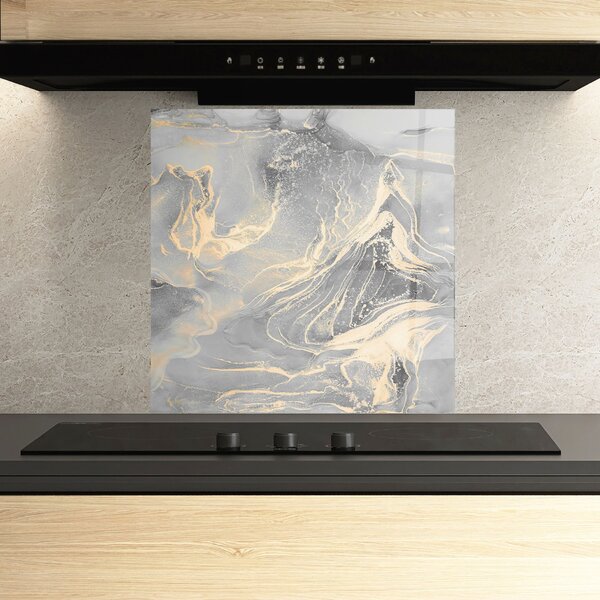 Panou Sticla Bucatarie, 60x60cm, Protectie aragaz, Antistropi, Termorezistent, Abstracte, Marble, Abstract Illusion