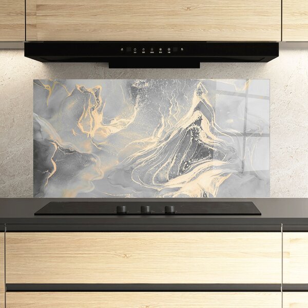 Panou Sticla Bucatarie, 60x120cm, Protectie aragaz, Antistropi, Termorezistent, Abstracte, Marble, Abstract Illusion