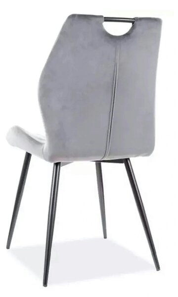 Scaun bucatarie elegant ARCO, gri/negru, stofa catifelata/metal, 51x46