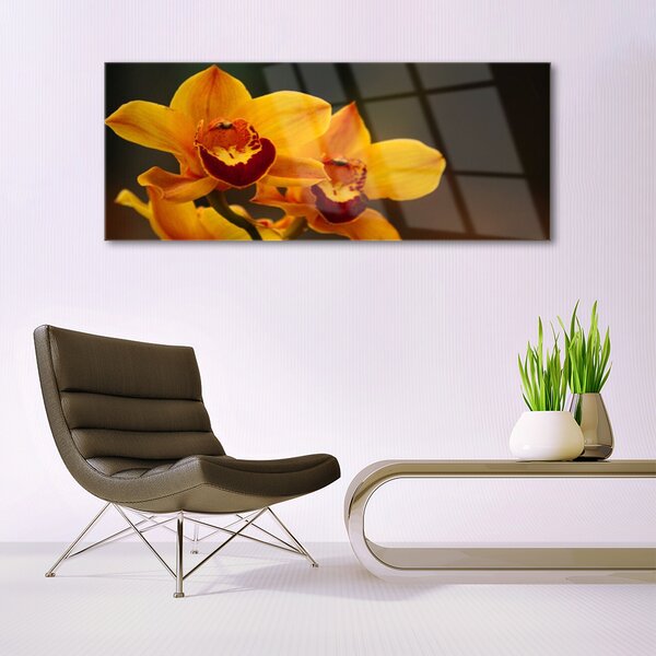 Tablou pe sticla Flori Floral Galben