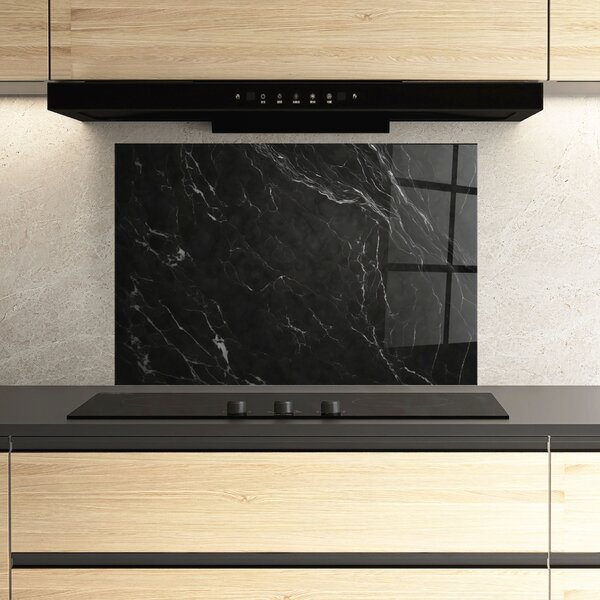 Panou Sticla Bucatarie, 30x40cm, Protectie aragaz, Antistropi, Termorezistent, Abstracte, Marble, Black Marble