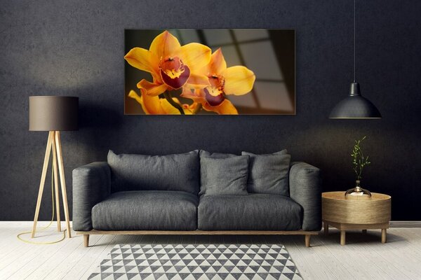 Tablou pe sticla Flori Floral Galben
