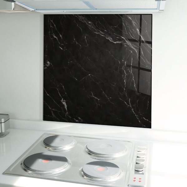 Panou Sticla Bucatarie, 60x60cm, Protectie aragaz, Antistropi, Termorezistent, Abstracte, Marble, Black Marble
