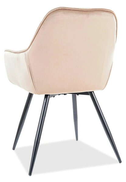 Scaun tapitat modern CHERRY, bej/negru, stofa catifelata/metal, 57x58x