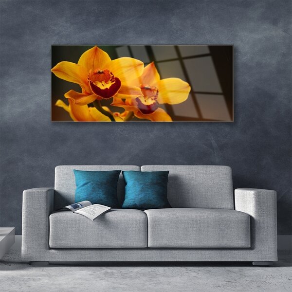 Tablou pe sticla Flori Floral Galben