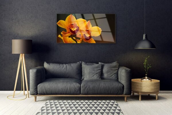 Tablou pe sticla Flori Floral Galben