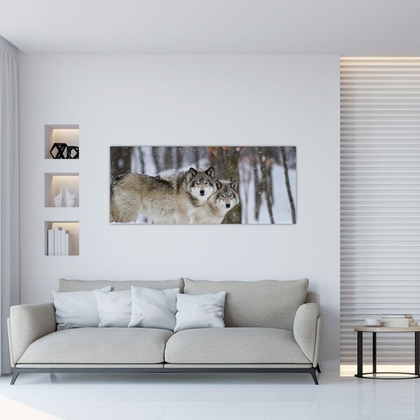 Tablou - Lupii în timpul iernii (120x50 cm)