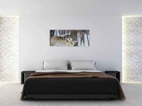 Tablou - Lupii în timpul iernii (120x50 cm)