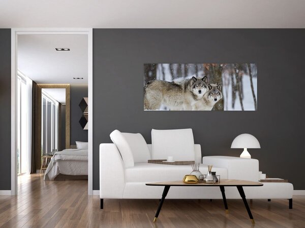 Tablou - Lupii în timpul iernii (120x50 cm)
