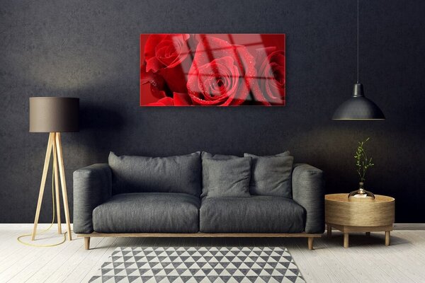 Tablou pe sticla Trandafiri Floral Red