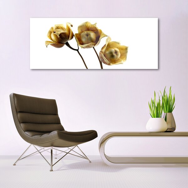 Tablou pe sticla Flori Floral Verde Maro