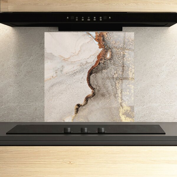 Panou Sticla Bucatarie, 60x60cm, Protectie aragaz, Antistropi, Termorezistent, Abstracte, Marble, Grey Gold Marble Gigapixel Art Scale 0_50x
