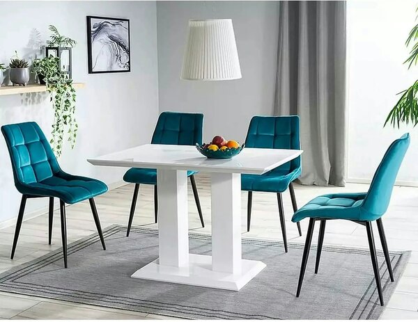 Scaun CHIC, turcoaz/negru, stofa catifelata/metal, 50x58x88 cm