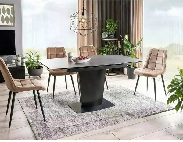 Scaun tapitat stofa CHIC, bej, catifea/metal, 50x58x88 cm