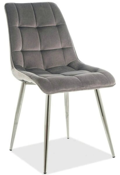 Scaun CHIC, gri/crom, stofa catifelata/metal, 50x58x88 cm