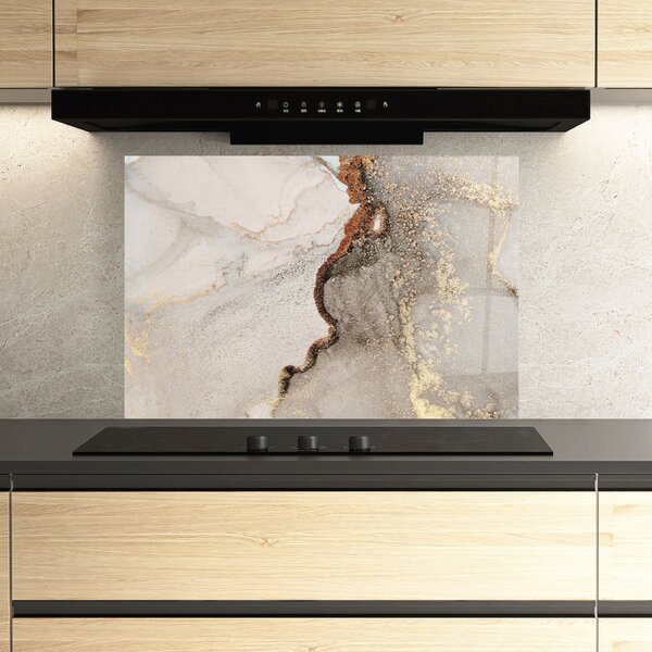 Panou Sticla Bucatarie, 30x40cm, Protectie aragaz, Antistropi, Termorezistent, Abstracte, Marble, Grey Gold Marble Gigapixel Art Scale 0_50x