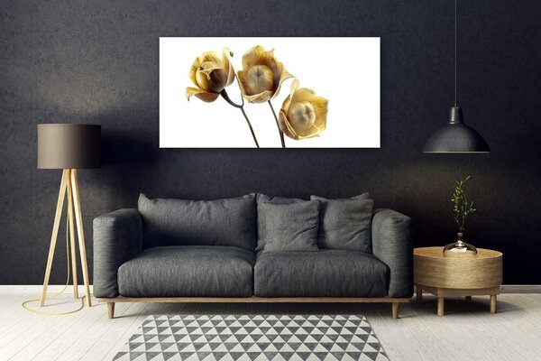 Tablou pe sticla Flori Floral Verde Maro