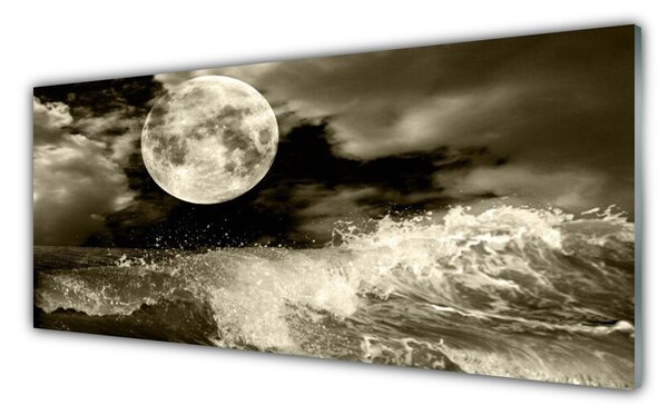 Panou sticla bucatarie Noapte Moon Peisaj Gri Negru