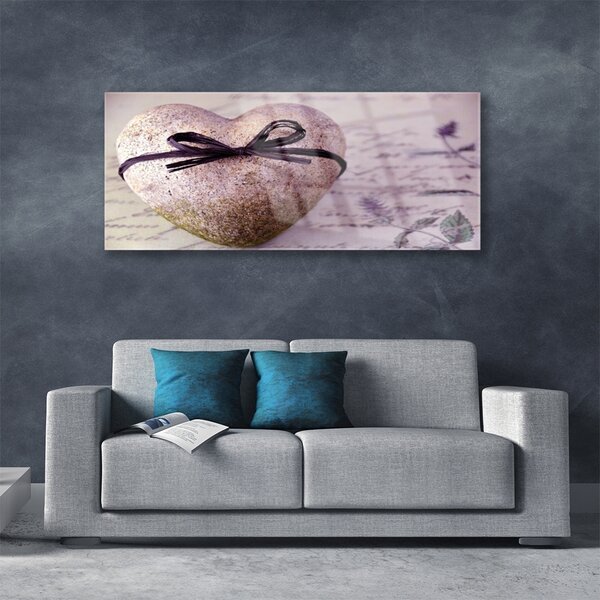 Tablou pe sticla Heart Art Gray aur