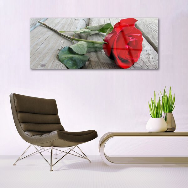 Tablou pe sticla Rose Floral Roșu Verde